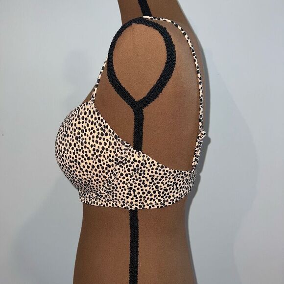 Shade & Shore Light Lift V-Wire Ribbed Bikini Top Animal Print Women's 34D - Picture 5 of 12